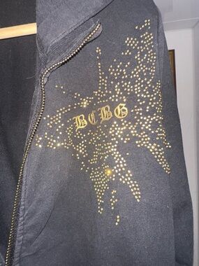 BCBG Black Hoodie with Gold Stud Starburst butterfly pant suit!